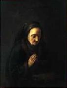 Gerrit Dou Old woman in prayer oil painting artist